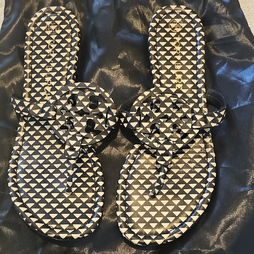 Tory Burch Geometric Black and White Women's Sandals